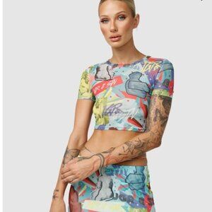JGR & STN Miami Print Cropped Tee